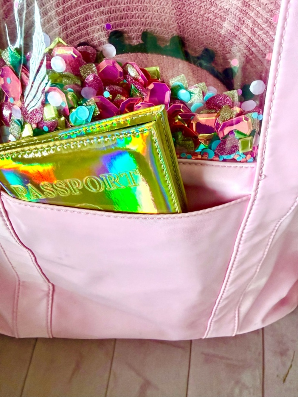 Packed Party Pink Clear Sequin Beach Pool Bag - Women's Beach & Everyday Tote - Picture 17 of 17